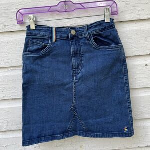 JOULES Girls Hollis 5 Pocket Rainbow Embroidered Denim Skirt- Size 11-12y